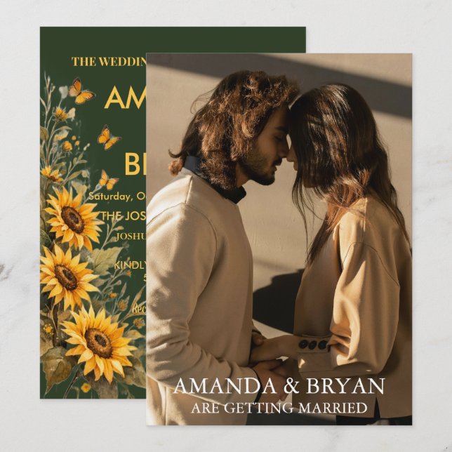 Invitation Custom Photo Boho Wedding Invites  (Devant / Derrière)