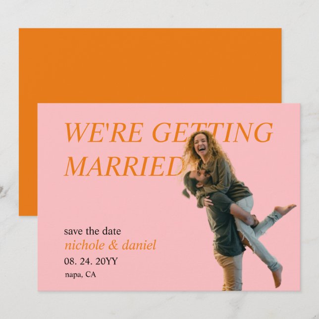 Invitation Custom Photo Vibrant Chic Wedding Save the Date  (Devant / Derrière)