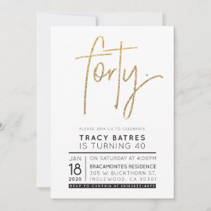 Invitation CUSTOM QUARANTE fête d'anniversaire moderne pour T