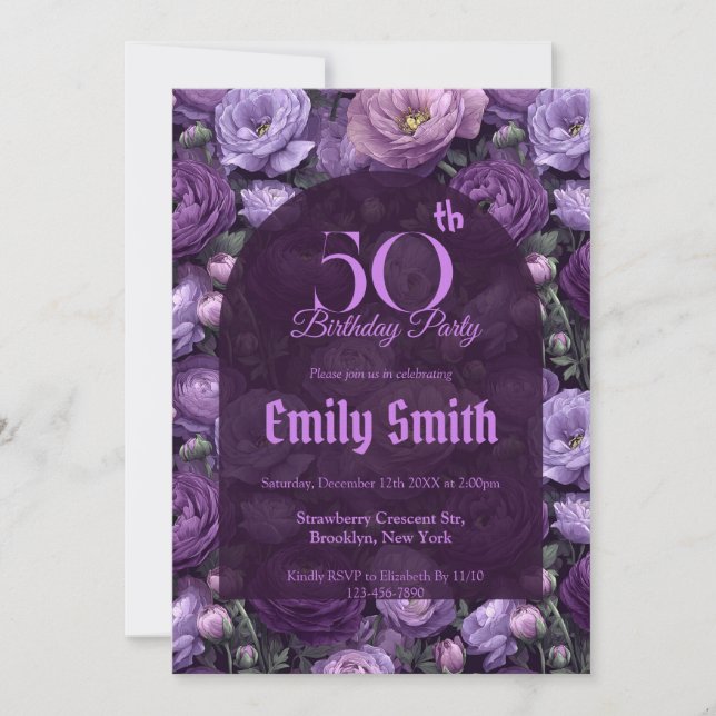 Invitation Custom Ranunculus Aesthetic 15Th Birthday Party (Devant)