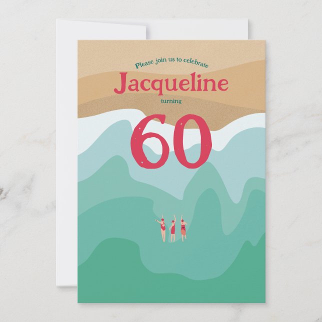 Invitation Custom Retro Nage en eau libre 60e anniversaire (Devant)