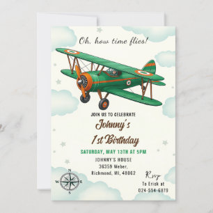 Invitation Custom Time Flies 1ère fête d'anniversaire pour ga