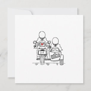 Invitation Custom Two Brides Motorbike et Sidecar Mariage