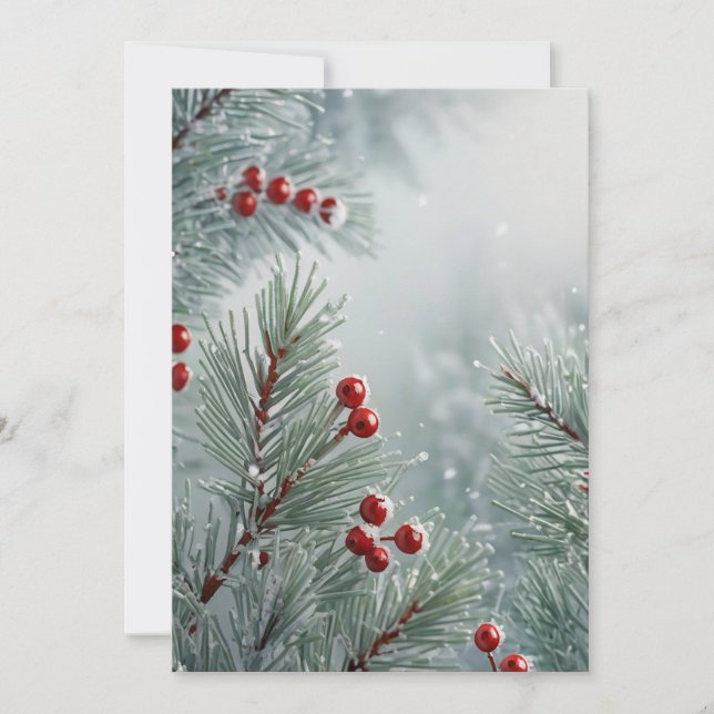 Invitation Custom Winter Wonderland | Pins et baies (Devant)