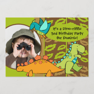 Invitation customisée d'anniversaire de dinosaure