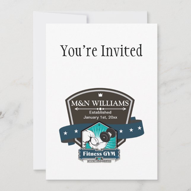 Invitation Customisez votre logo nommé de gymnase de forme (Devant)