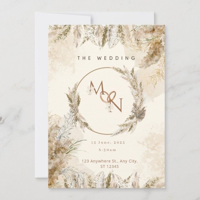 Invitation Customizable Elegant Calligraphy  Wedding  (Devant)