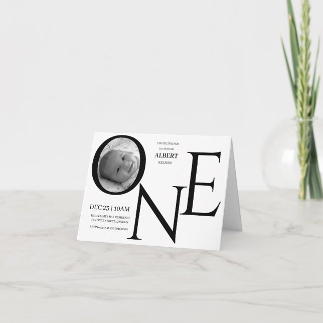 Invitation Customizable ONE First Birthday Photo (Devant)