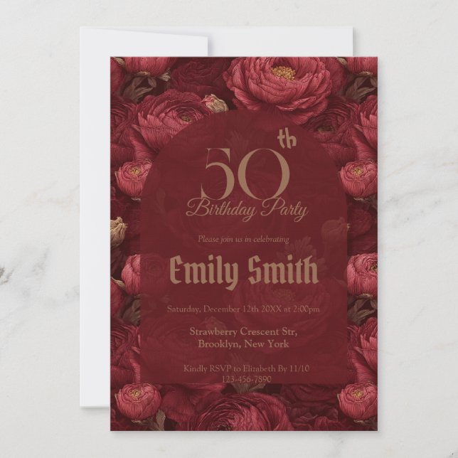 Invitation Customized Ranunculus Luxury Girl’S Birthday (Devant)