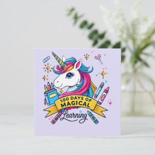Invitation Cute 100 Jours de l'école Magique Apprentissage Un