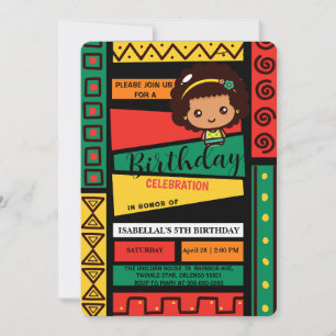 Invitation Cute afro afro-américaine filles fête d'anniversai