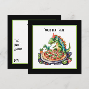 Invitation Cute ajouter nom pizza dinosaur fête