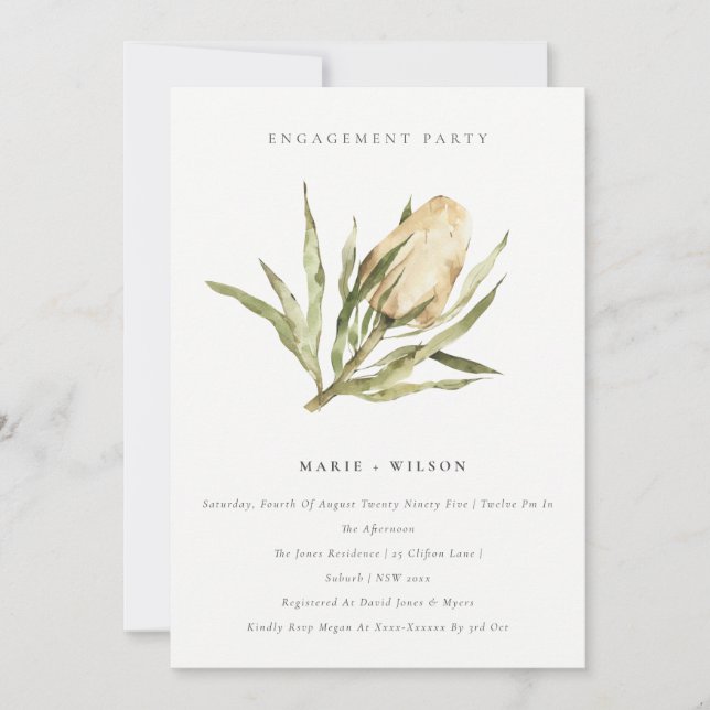 Invitation Cute Amérindienne Banksia Aquarelle Fiançailles Fl (Devant)