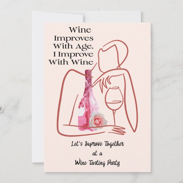 Invitation Cute Amusante Soirée Florale Rose (Devant)