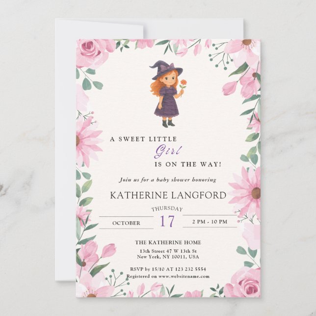 Invitation Cute Angel on the Way Halloween Baby Shower (Devant)