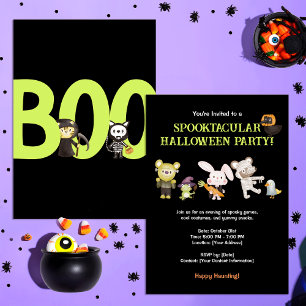 Invitation Cute Animal Kids Spooktacular Halloween Party