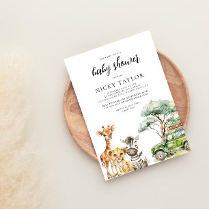 Invitation Cute Animal Nursery Baby shower Safari
