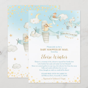 Invitation Cute Animaux Avions Avion Baby shower par courrier