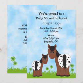 Invitation Cute Appaloosa Mare et Baby shower de Cheval Foin