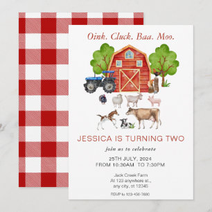 Invitation Cute Aquarelle Animaux de ferme Anniversaire de en