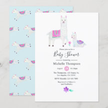 Cute Aquarelle Baby shower à thème Llama