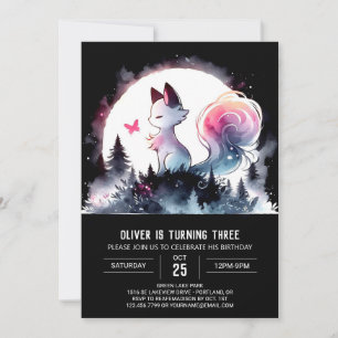 Invitation Cute aquarelle Chat Anniversaire