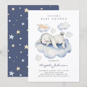 Invitation Cute Aquarelle couchage bébé Baby shower lapin
