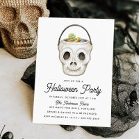 Cute Aquarelle Crâne traiter Bucket Halloween Part