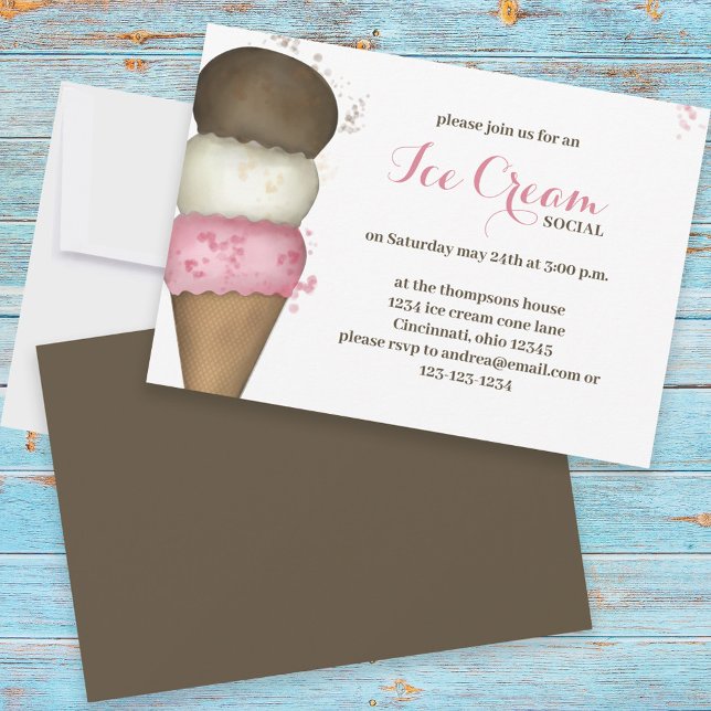 Invitation Cute Aquarelle Crème de glace Modèle personnalisé (Créateur téléchargé)
