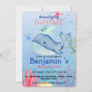 Invitation Cute arc-en-ciel stingray Poisson de baleine 2e pa