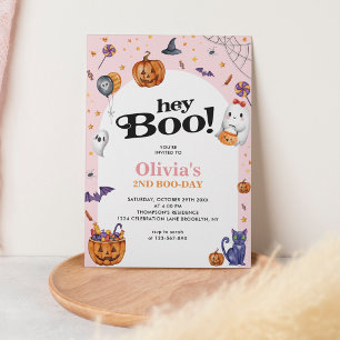 Invitation Cute Arch rose Hey Boo Halloween Anniversaire de e