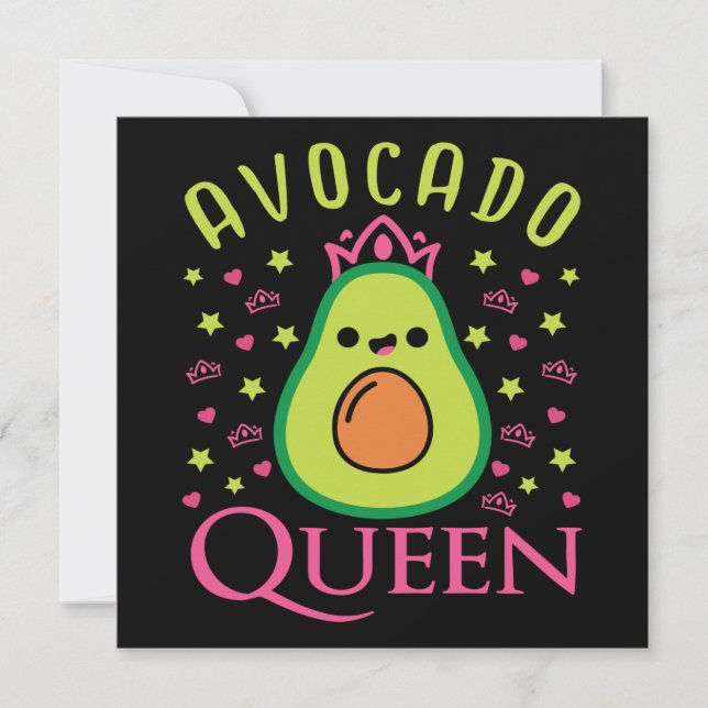 Invitation Cute Avocado Queen with Heart Keto Girl Cooking  (Devant)