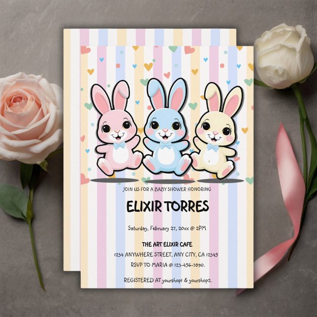 Invitation Cute Baby shower de Bunny-Bunny-Coeur (Créateur téléchargé)