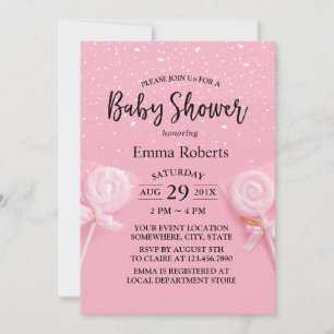 Invitation Cute Baby shower rose Pastel Candy