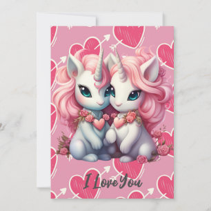 Invitation Cute Baby Unicorns Cpuple pour le cadeau de la Sai
