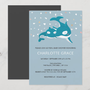 Invitation Cute baleine Baby shower personnalisé