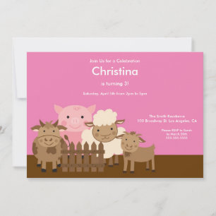 Invitation Cute Barn Yard Farm Animaux Birthday Party Invitat