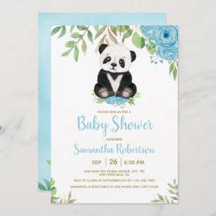 Invitation Cute Bear Aquarelle Baby shower Garçon bleu