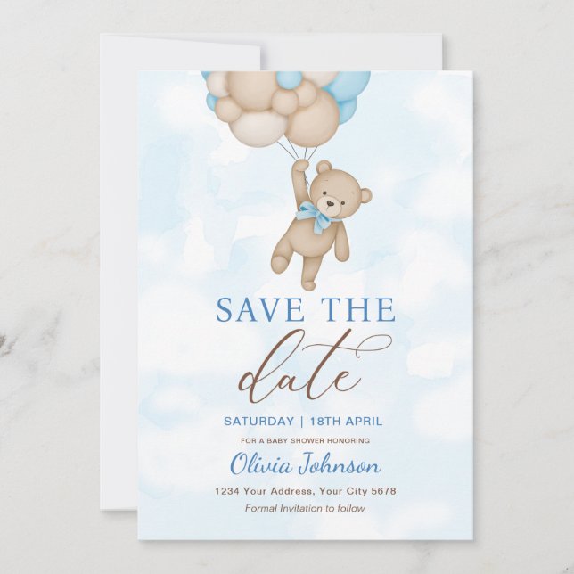 Invitation Cute Bear Save the Date (Devant)
