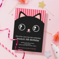 Cute Black Cat Kitty Visage Anniversaire de enfant