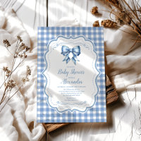 Cute Bleu Bow En vichy Baby shower