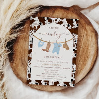 Cute Bleu Clothesline Vache Imprimer Baby shower C