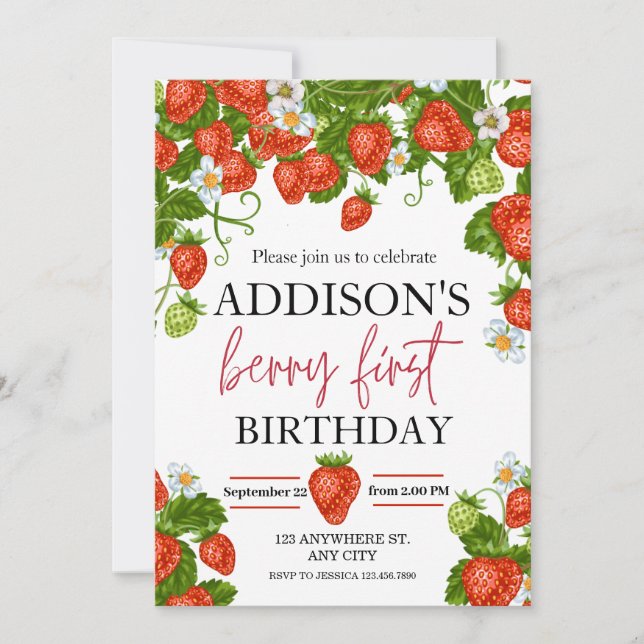 Invitation Cute Bleu Rouge Bleu Bleu Doux 1er anniversaire (Devant)