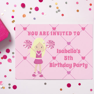 Invitation Cute Blonde Pom-pom girl fille sur mesure fête d'a