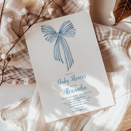 Invitation Cute Blue Bow Ribbon Baby Boy Douche garçon