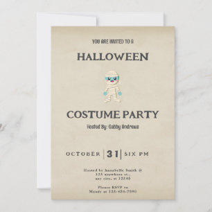 Invitation Cute Blue et blanc maman Vintage Halloween