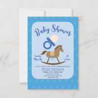 Cute Blue Rocking Horse Pacifier Baby shower garço