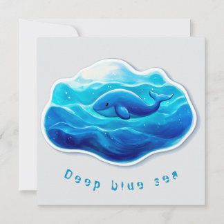 Invitation Cute Blue Whale, personalized