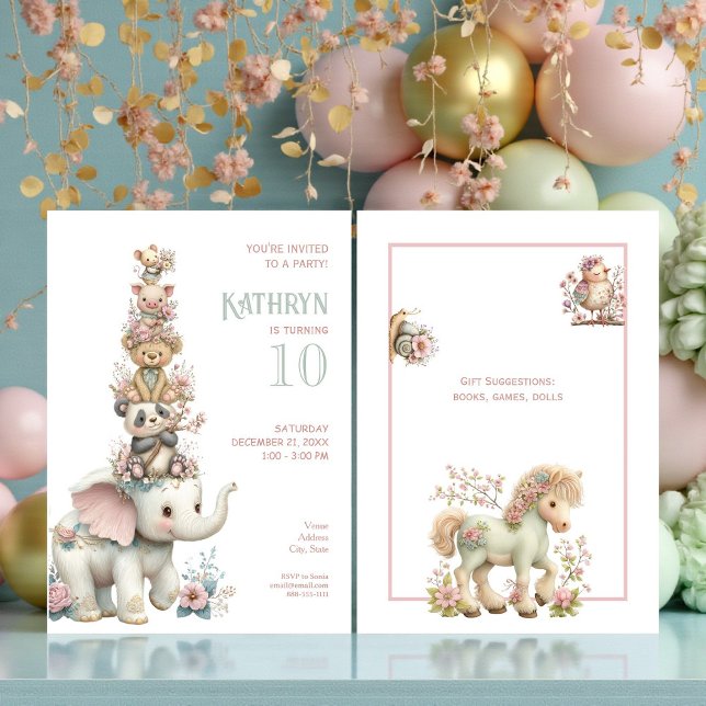 Invitation Cute Boho Animal Birthday Party (Créateur téléchargé)