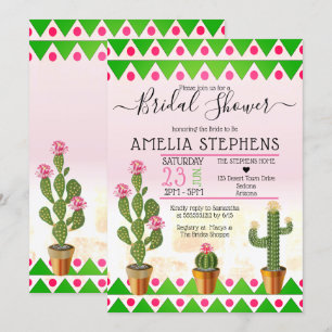Invitation Cute Boho Chic Cactus Fête des mariées tribale